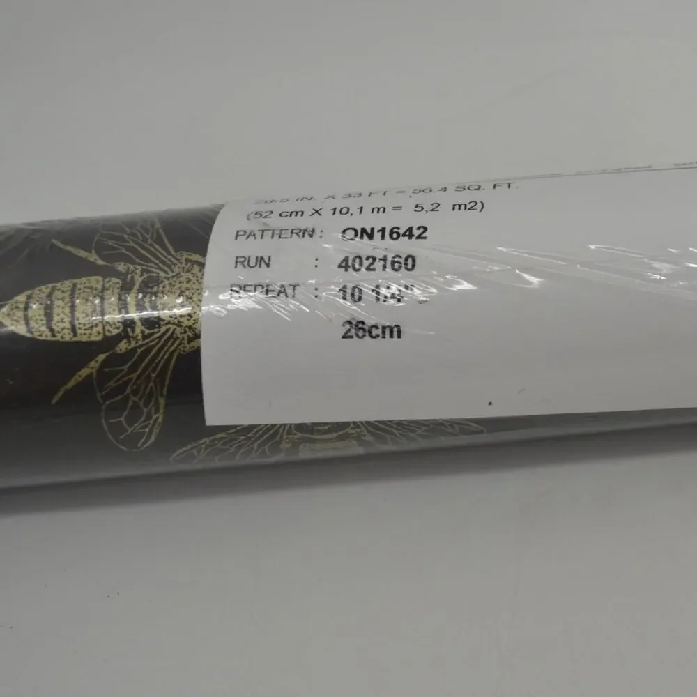 York Wall Honey Bee Gray Wall Paper ON1642 Gold Black 1 Roll